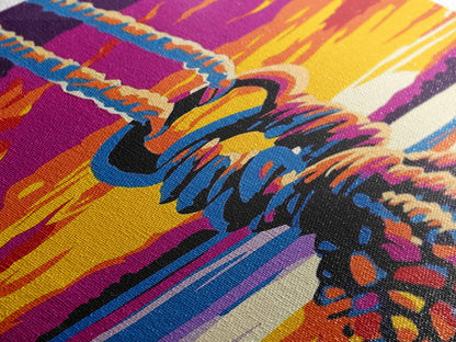 Schaukelseil, maritime Wandkunst, Sonnenuntergangs-Leinwanddruck, Küstenhaus-Dekoration, Strandhauskunst, Wohnzimmerkunst, Boho-Ästhetik