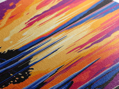 Fire Sky, Fiery Sunset, Vibrant Landscape, Dramatic Wall Art, Canvas Print, Living Room Decor, Abstract Nature, Bold Colors