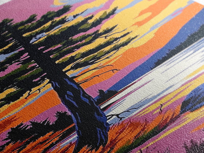 Solitary Pine Tree, Wilderness Art, Scenic Lake View, Outdoor Adventure Canvas Print, Sunset Landscape, Mountain Inspired