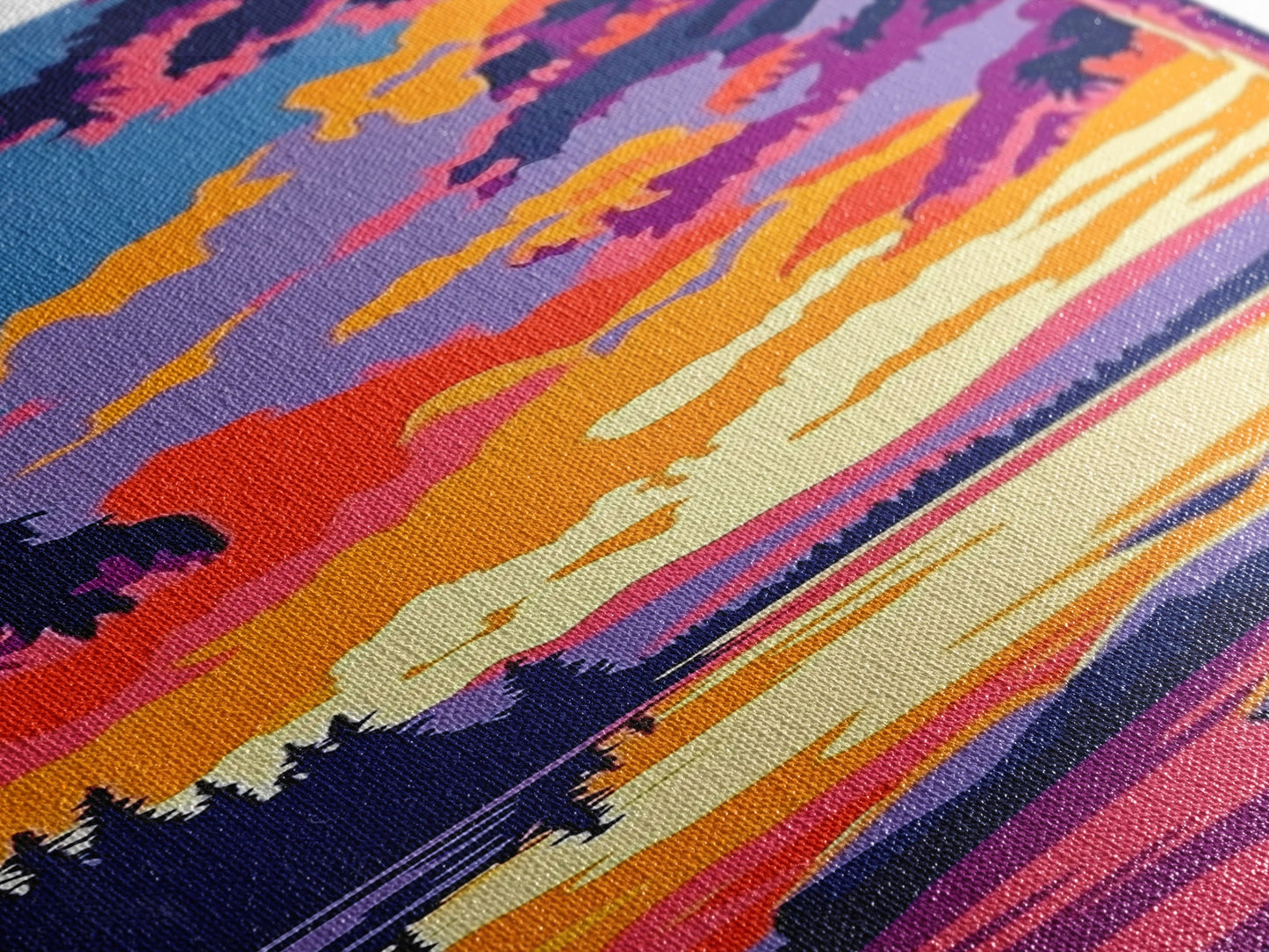 Campfire Glow, Sunset Painting, Fall Wall Art, Framed Canvas Print, Cabin Decor, Living Room Art, Outdoor Adventure Print, Nature Art