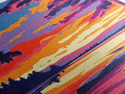 Campfire Glow, Sunset Painting, Fall Wall Art, Framed Canvas Print, Cabin Decor, Living Room Art, Outdoor Adventure Print, Nature Art