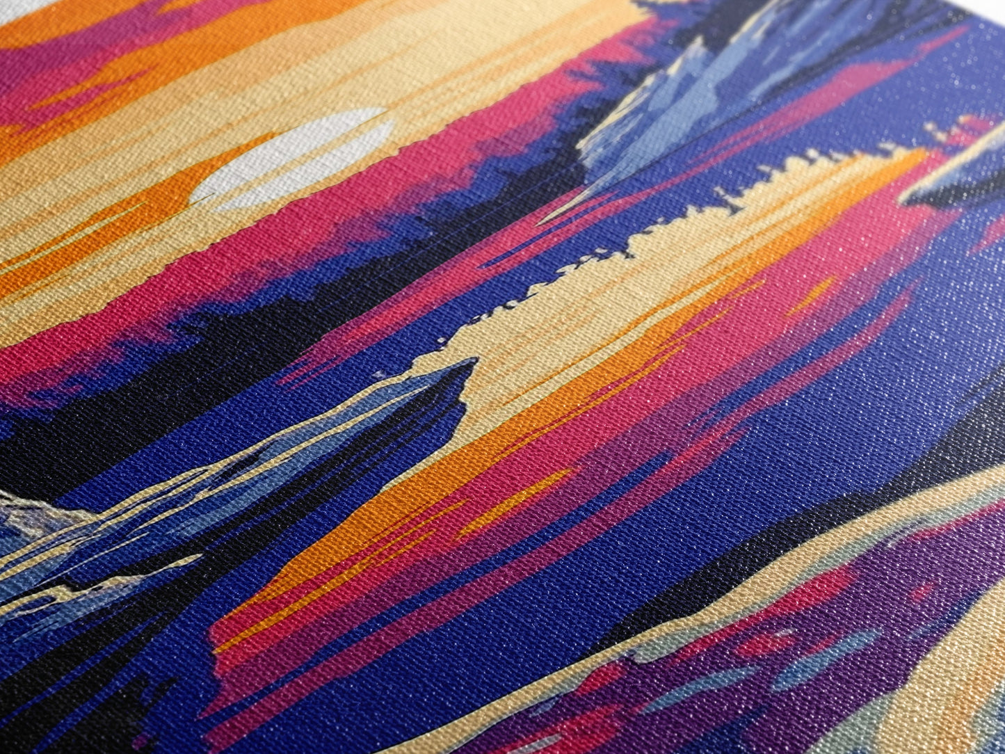 Sunset Lake, Colorful Landscape, Nature Wall Art, Framed Canvas Print, Boho Decor, Living Room Art, Rustic Home, Autumn Art