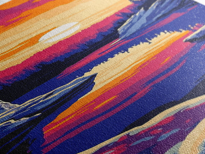 Sunset Lake, Colorful Landscape, Nature Wall Art, Framed Canvas Print, Boho Decor, Living Room Art, Rustic Home, Autumn Art