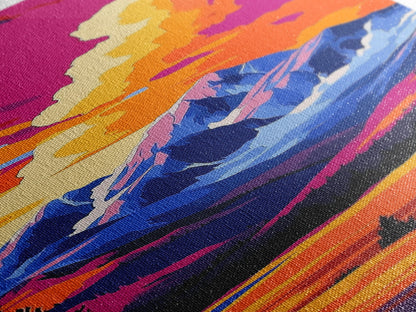 Majestic Peaks, Vibrant Mountain Landscape, Nature-Inspired Home Decor, Office Canvas Print, Wilderness Aesthetic, Gift Idea