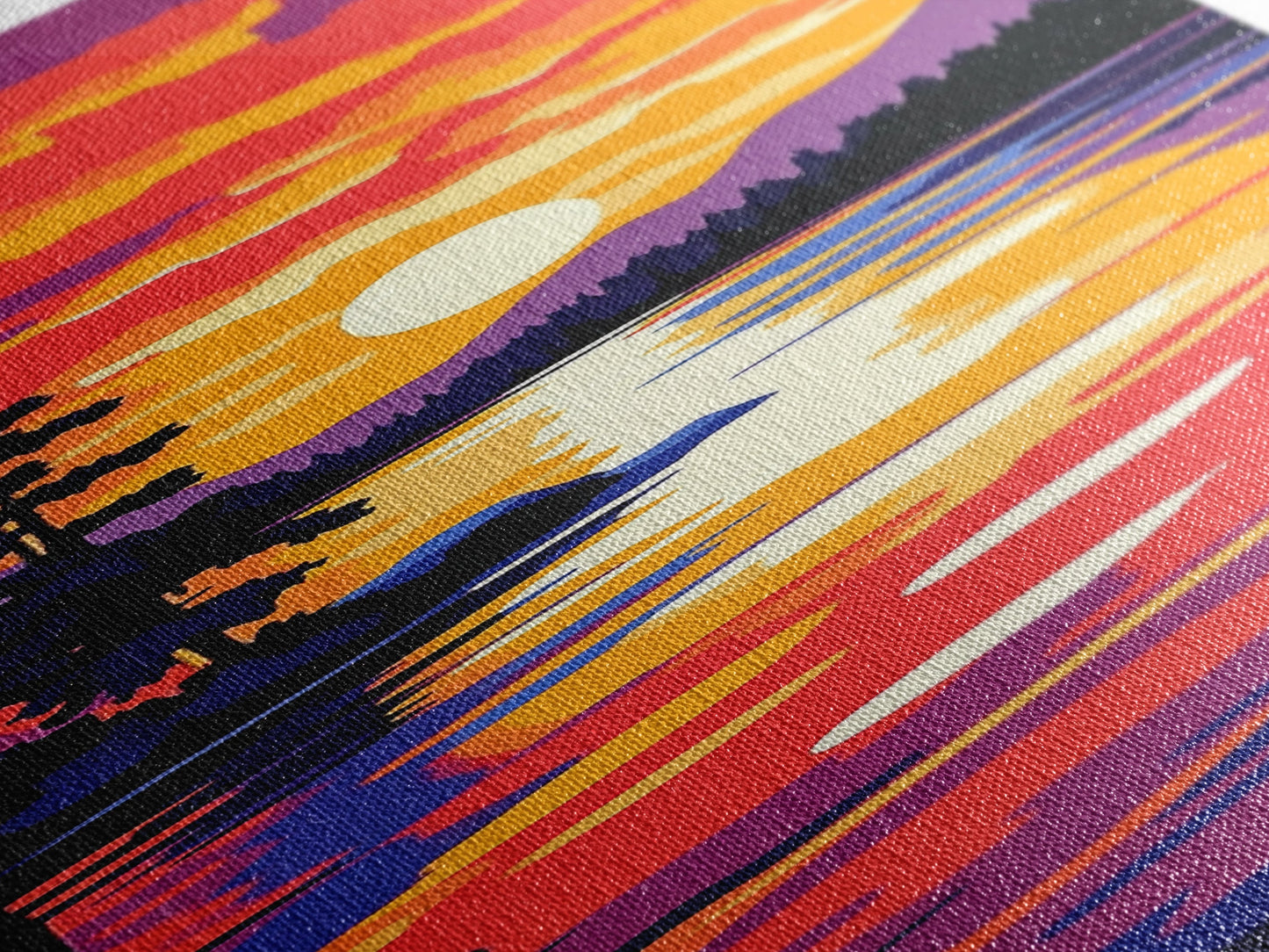 Serene Lake Sunset, Tranquil Nature Wall Art, Scenic Landscape Print, Warm Color Painting, Fall Home Decor, Framed Canvas Print