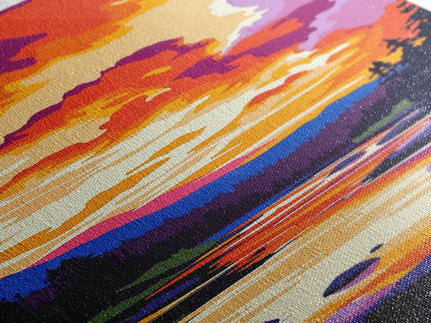 Canyon Sunset Scene, Vibrant Nature Wall Art, Desert Landscape Print, Warm Color Home Decor, Living Room Art, Framed Canvas Print