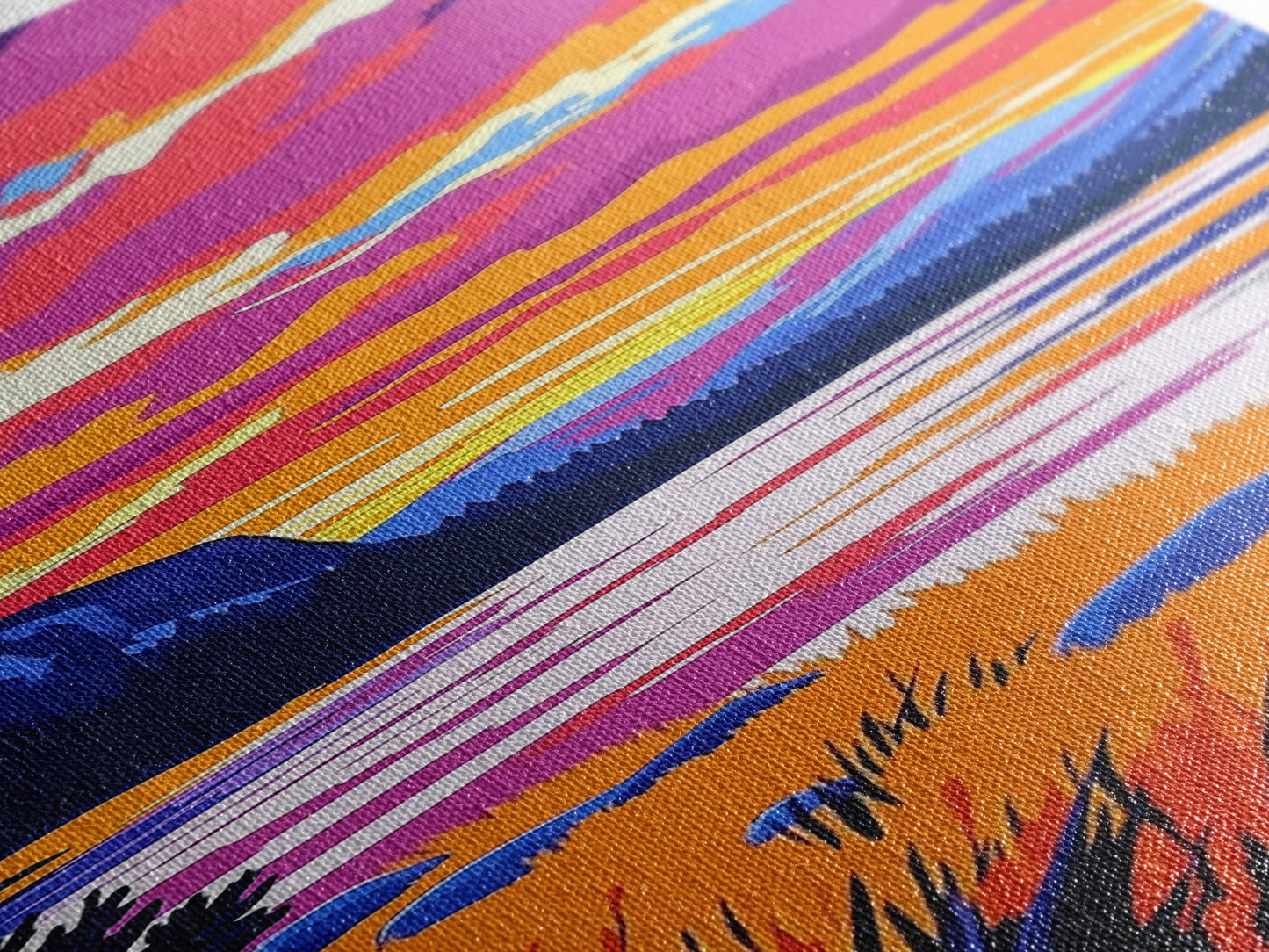 Mountain Sunset, Lake Reflection, Vibrant Landscape Art, Nature Print, Modern Cabin Decor, Living Room Wall Art, Canvas Print