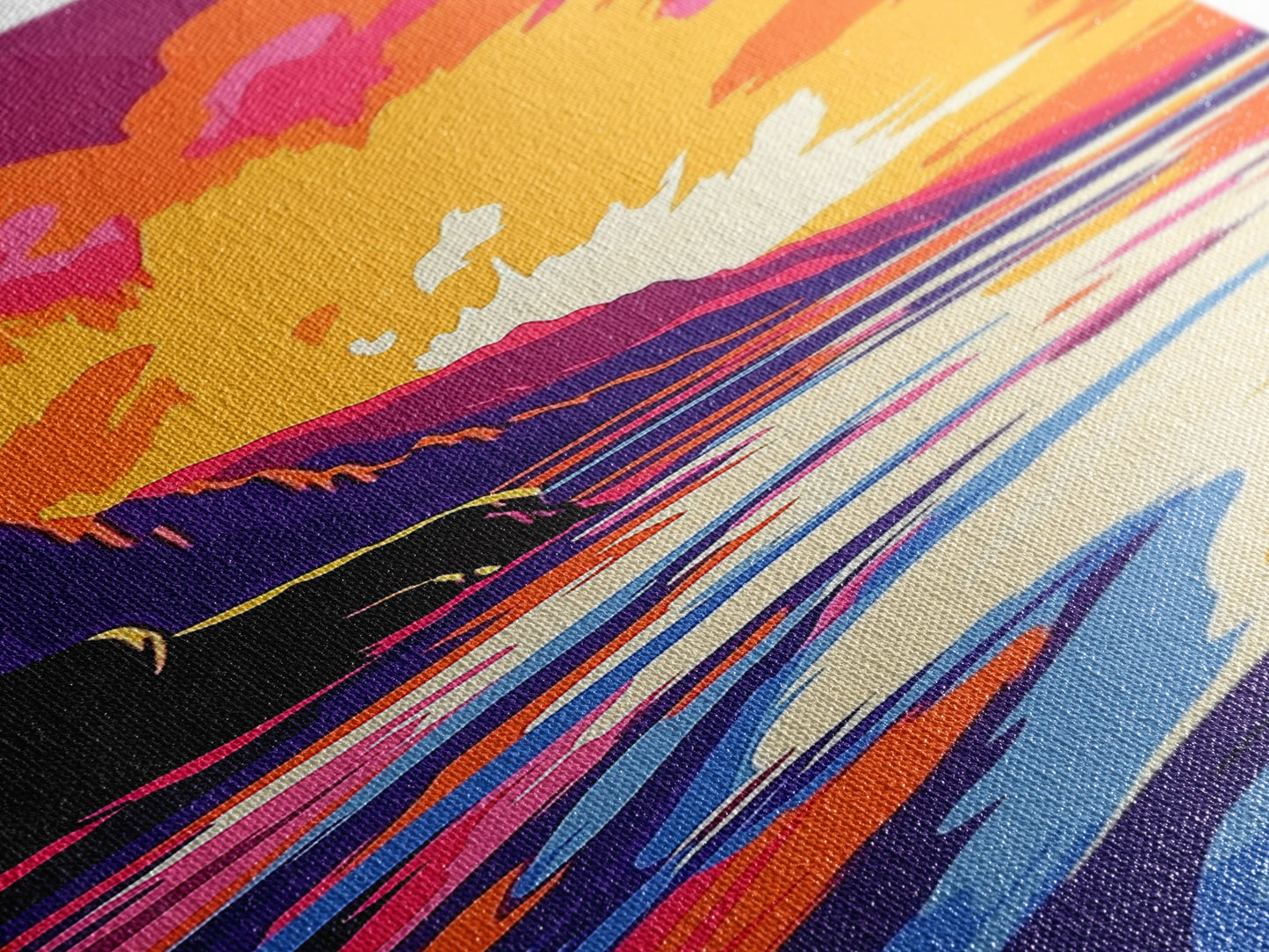 Ocean Sunset, Vibrant Landscape, Framed Canvas Print, Coastal Art, Beach House Decor, Living Room Art, Minimalist Nature Painting