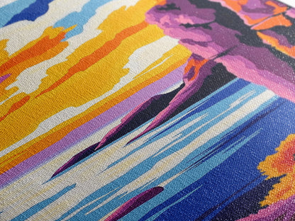 Cliffside View, Ocean Sunset, Dramatic Landscape, Vibrant Horizon, Canvas Print, Nature Wall Art, Modern Decor, Living Room Artwork