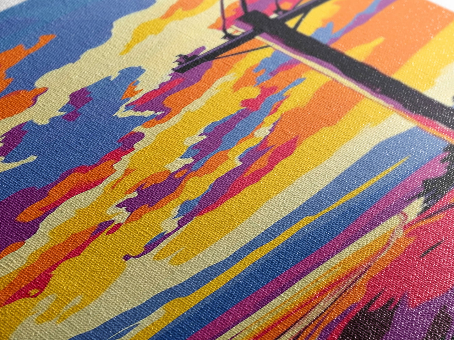 Power Lines, Sunset Sky Art, Road Trip Aesthetic, Vibrant Landscape Print, Colorful Nature Scene, Wanderlust Decor, Framed Canvas Print