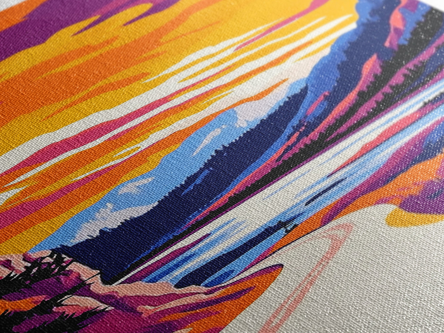 Mountain Lake, Scenic Road, Nature Escape, Boho Wall Art, Framed Canvas Print, Office Decor, Cozy Cabin Home Aesthetic