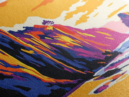 Meeresklippen, Küsten-Sonnenuntergangskunst, Lebendiges Meereslandschaftsgemälde, Strandwanddekoration, Gerahmter Leinwanddruck, Maritime Wohngestaltung, Bürokunst