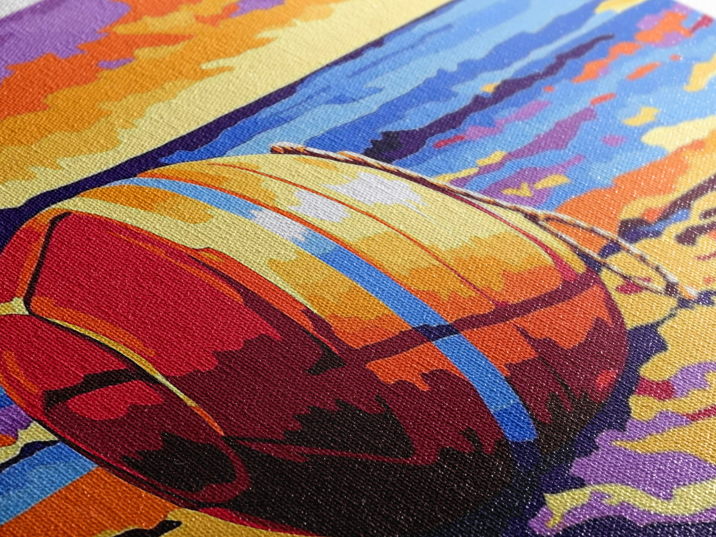 Beach Buoy, Coastal Sunset Painting, Vibrant Nautical Art, Ocean Shore Decor, Framed Canvas Print, Bathroom Wall Art, Beach House Style