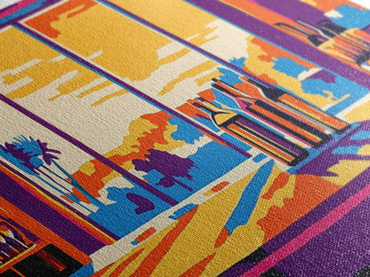 Bar Sunset, Wine Bottles, Cozy Kitchen, Framed Canvas Print, Wall Art, Modern Home, Dining Room, Cocktail Lounge, Warm Colors, Vibrant Art