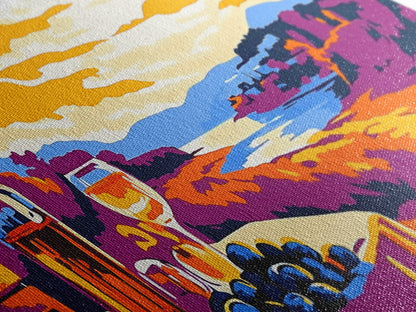 Wine and Sunset, Coastal Vineyard Art, Framed Canvas Print, Kitchen Wall Decor, Rustic Countryside Art, Tuscany Inspired