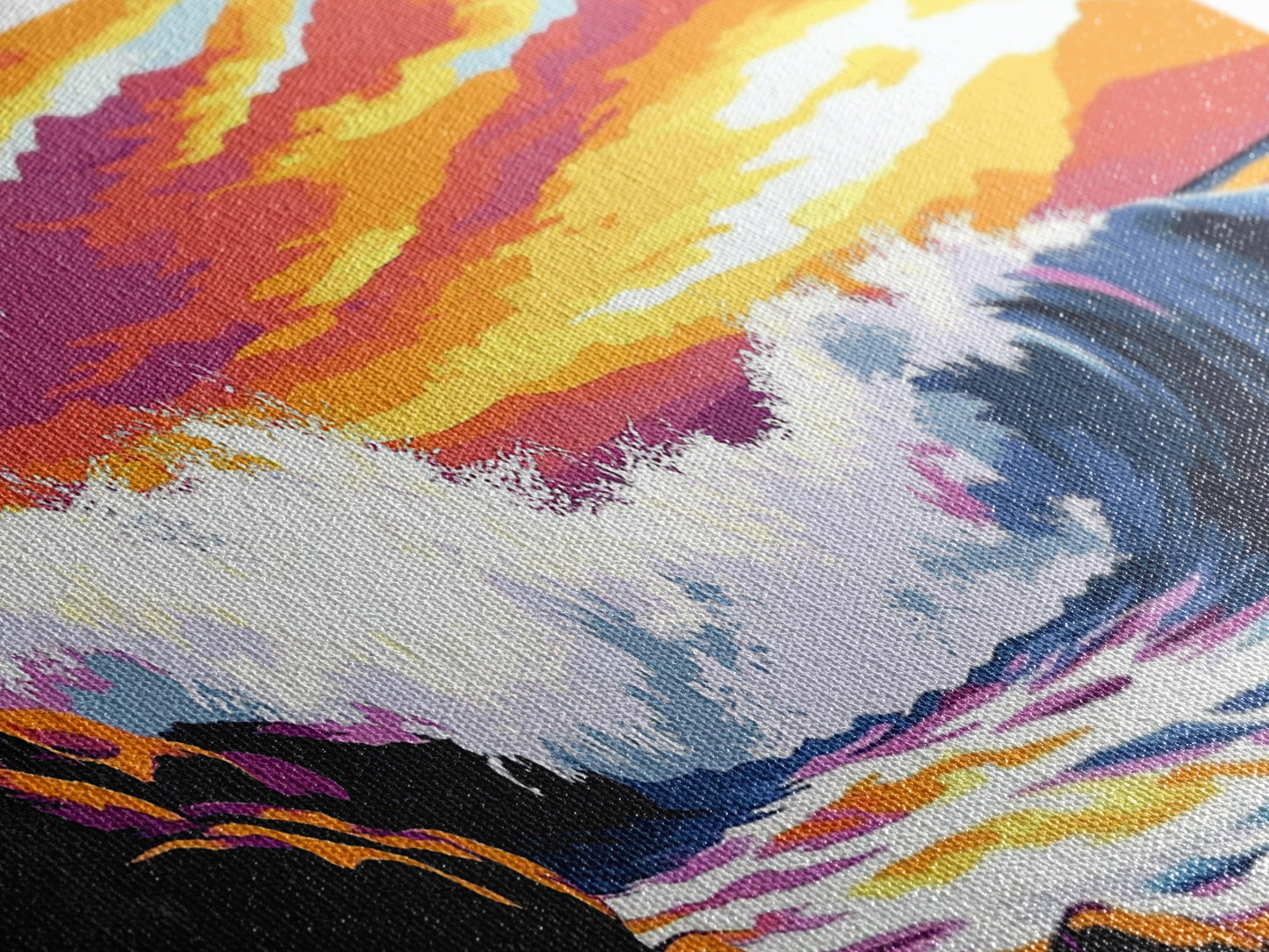 Crashing Wave, Sunset Surf, Nautical Wall Art, Framed Canvas Print, Coastal Decor, Ocean Lover Gift, Tropical Beach Art, Beach House Style