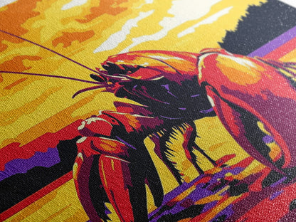 Riesenhummer, maritimes Kunstwerk, Kunst rund um Meeresfrüchte, gerahmter Leinwanddruck, Küstenwanddekoration, Gemälde mit Meeresmotiven, lebendige Meereskunst