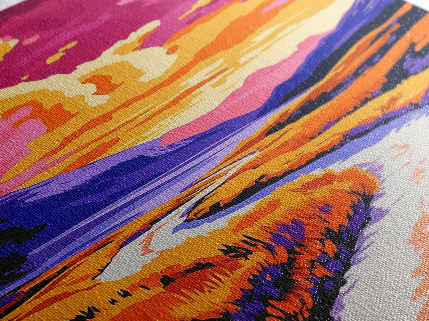 Sunset River, Vibrant Reflections, Colorful Landscape, Nature Art, Framed Canvas Print, Living Room Wall Art, Rustic Decor, Autumn Scene