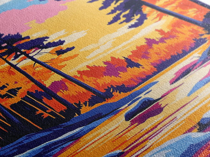 Autumn Forest, Golden Trees, Reflections On Water, Fall Landscape, Canvas Print, Cozy Home Decor, Warm Tones, Seasonal Wall Art