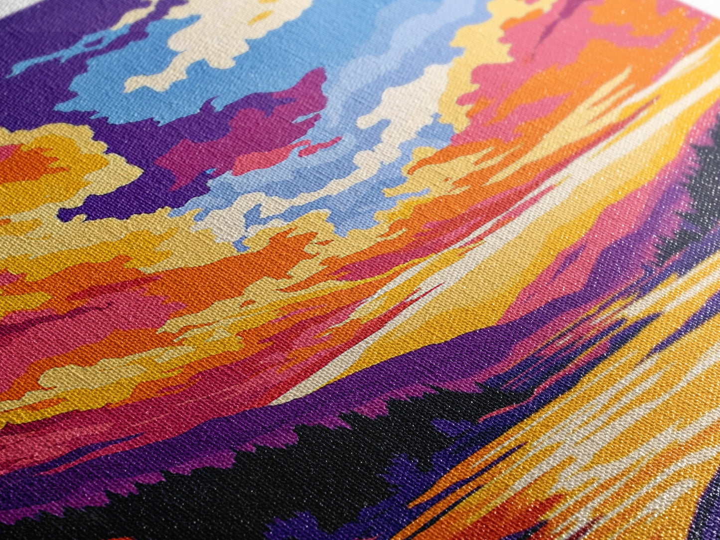 Alpine Reflection, Mountain Lake, Vibrant Wilderness, Canvas Print, Cabin Decor, Nature Painting, Sunset Colors, Adventure Art