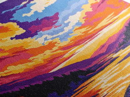 Alpine Reflection, Mountain Lake, Vibrant Wilderness, Canvas Print, Cabin Decor, Nature Painting, Sunset Colors, Adventure Art