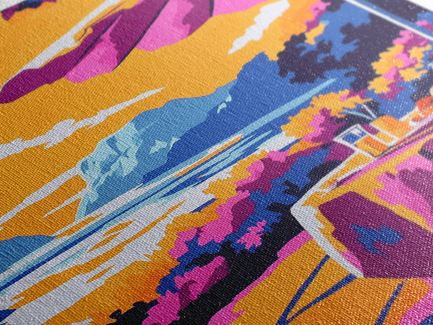 Outdoor Dining, Scenic View, Summer Patio Art, Relaxing Wall Decor, Cafe Scene, Vacation Aesthetic, Framed Canvas Print, Gift Idea