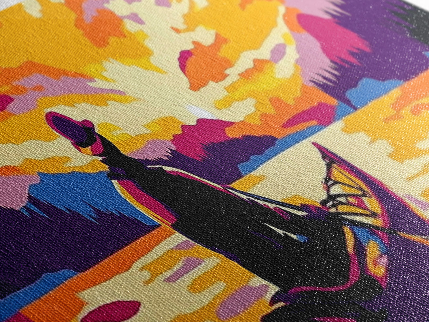 Kayak Adventure, Scenic Lake, Outdoor Wall Art, Sunset Reflections, Bold Landscape, Nature Escape, Vibrant Colors, Canvas Print