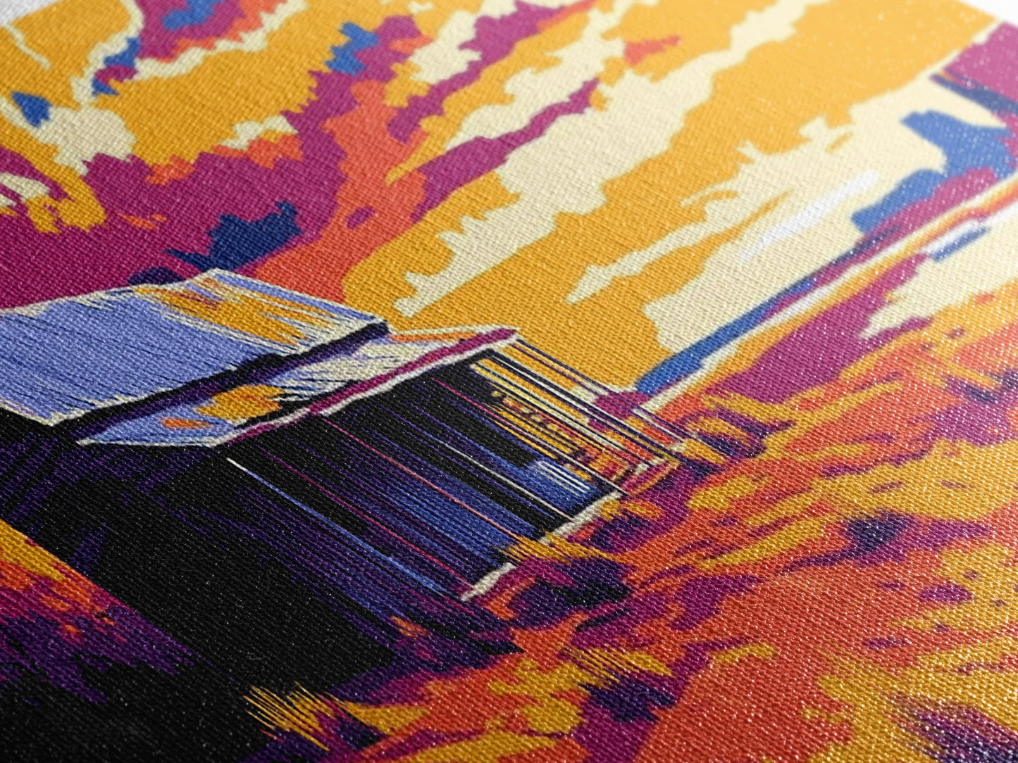 Desert Cabin, Western Landscape, Rustic Retreat, Canvas Print, Southwest Home Decor, Vibrant Colors, Country Wall Art, Warm Tones