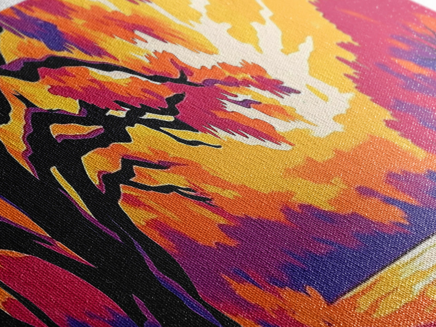 Autumn Tree, Sunset Landscape, Framed Canvas Print, Vibrant Wall Art, Fall Home Decor, Boho Art, Living Room Artwork, Nature Painting