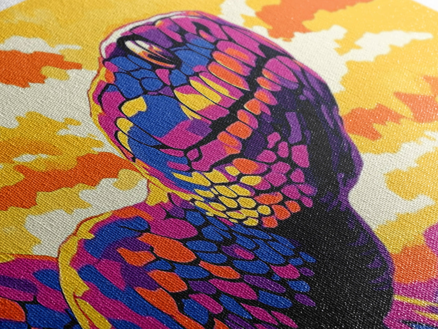 Vibrant Snake, Sunset Wildlife, Colorful Reptile, Nature Art, Framed Canvas Print, Boho Home Decor, Living Room Wall Art, Wildlife Gift