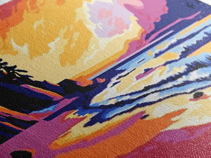 Ocean Waves, Beach Sunset, Coastal Serenity, Seaside Home Decor, Canvas Print, Relaxing Living Room Wall Art, Vibrant Nature Art