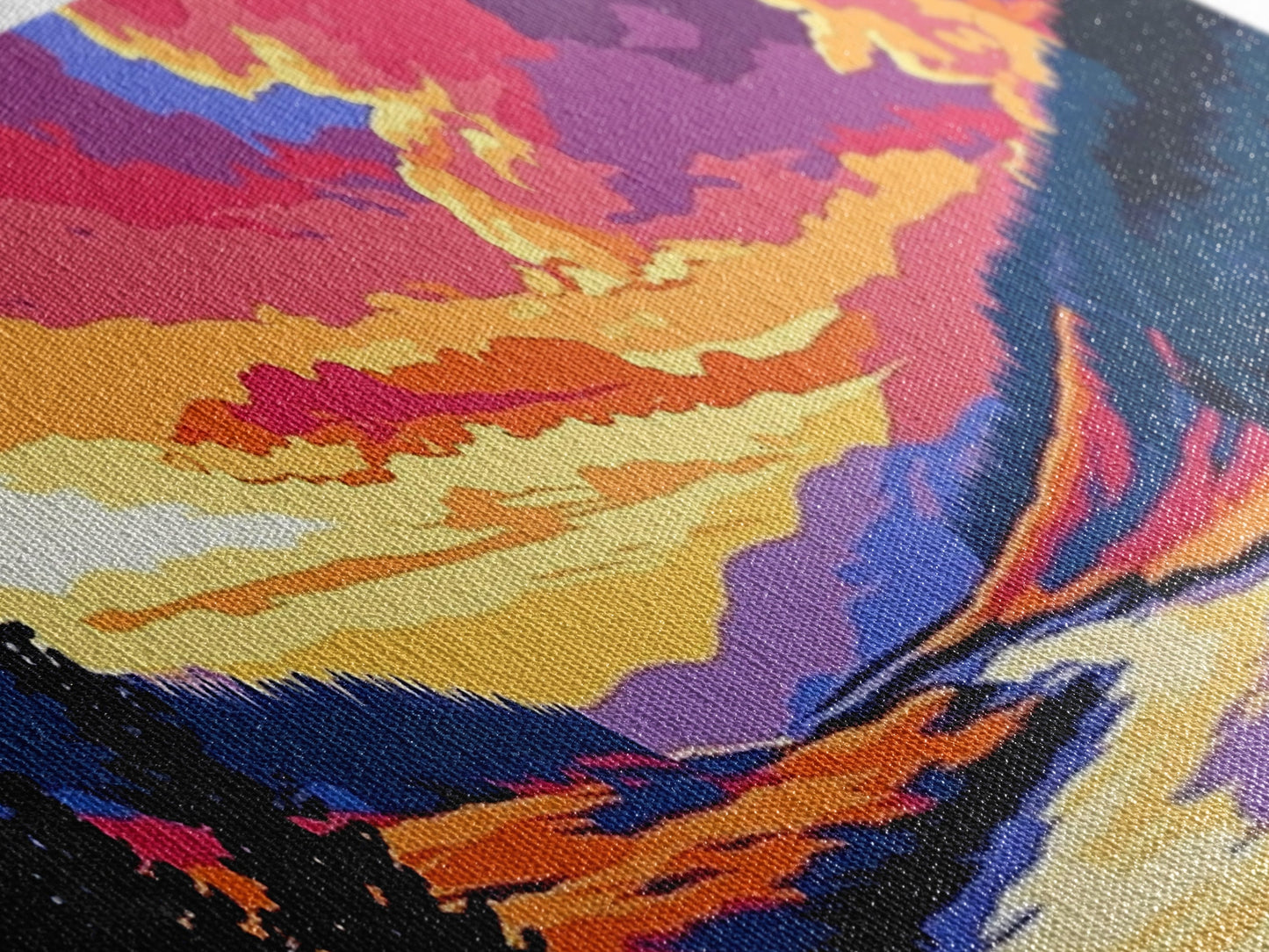 Coastal Rocks, Ocean Waves, Bold Sunset, Canvas Print, Beach House Wall Art, Nautical Decor, Vibrant Seascape, Summer Home Accent