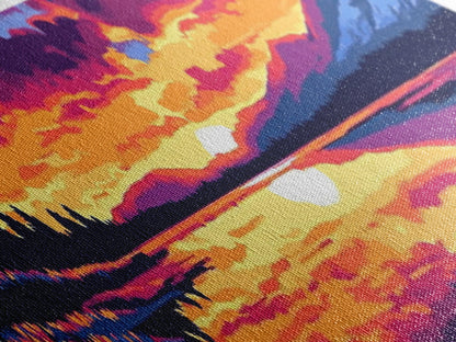 Bergspiegelung, Naturwandbild, Sonnenuntergang am See, Wildnis-Druck, Leinwanddruck, Rustikale Wohndekoration, Kunst fürs Wohnzimmer im Hüttenstil