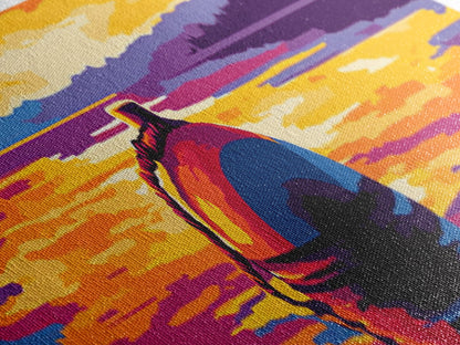 Floating Buoy, Lake Scene, Nautical Wall Art, Vibrant Water Reflection, Framed Canvas Print, Rustic Cabin Decor, Bold Seascape Art