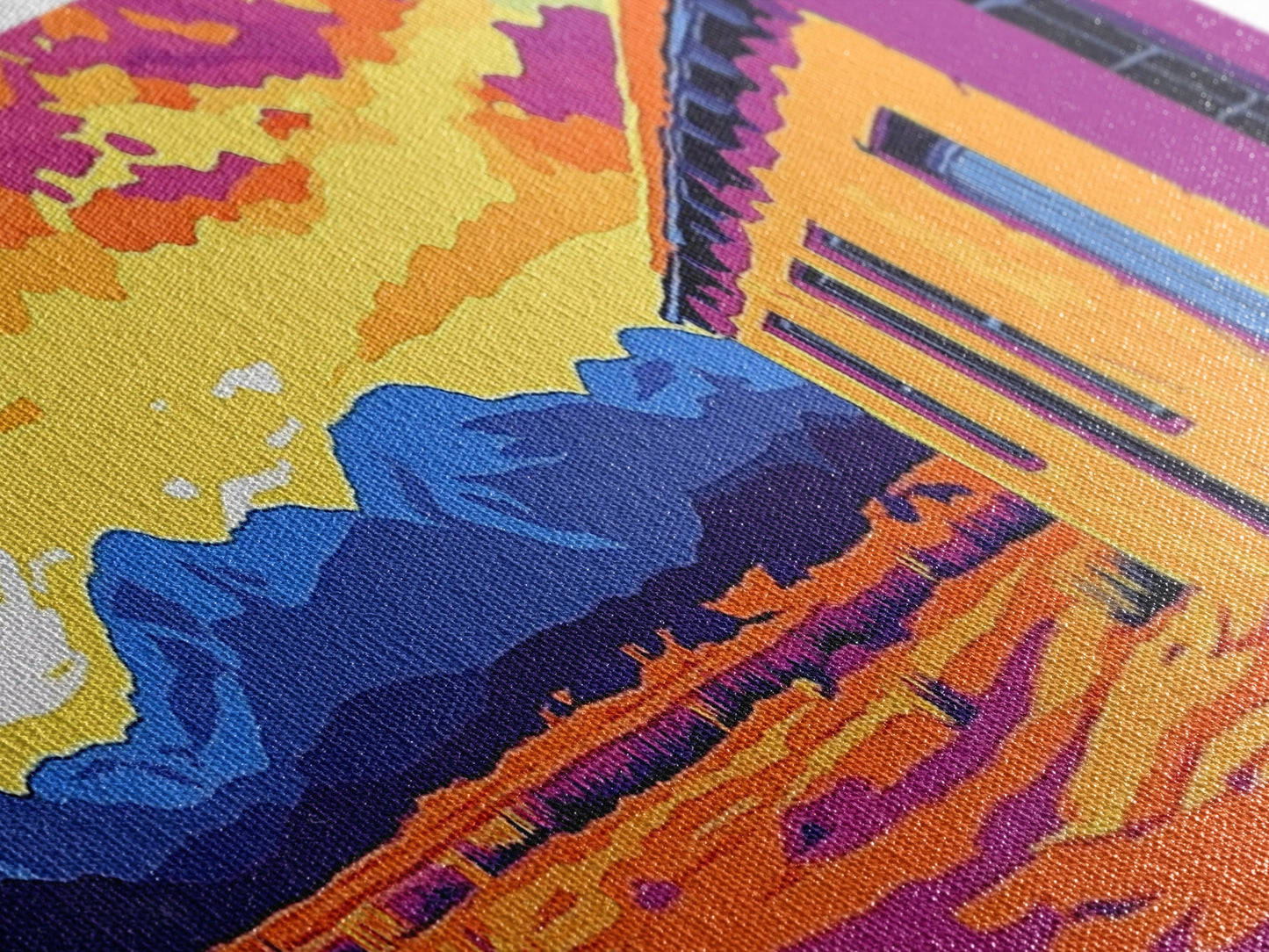 Desert House, Southwestern Art, Canvas Print, Rustic Wall Decor, Warm Tones, Vibrant Landscape, Boho Home Decor, Bedroom Wall Art