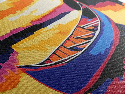 Canoe, Sunset, Water, Framed Canvas Print, Vibrant Lake Art, Nature Wall Art, Rustic Decor, Adventure Art, Cabin Wall Art, Autumn Artwork