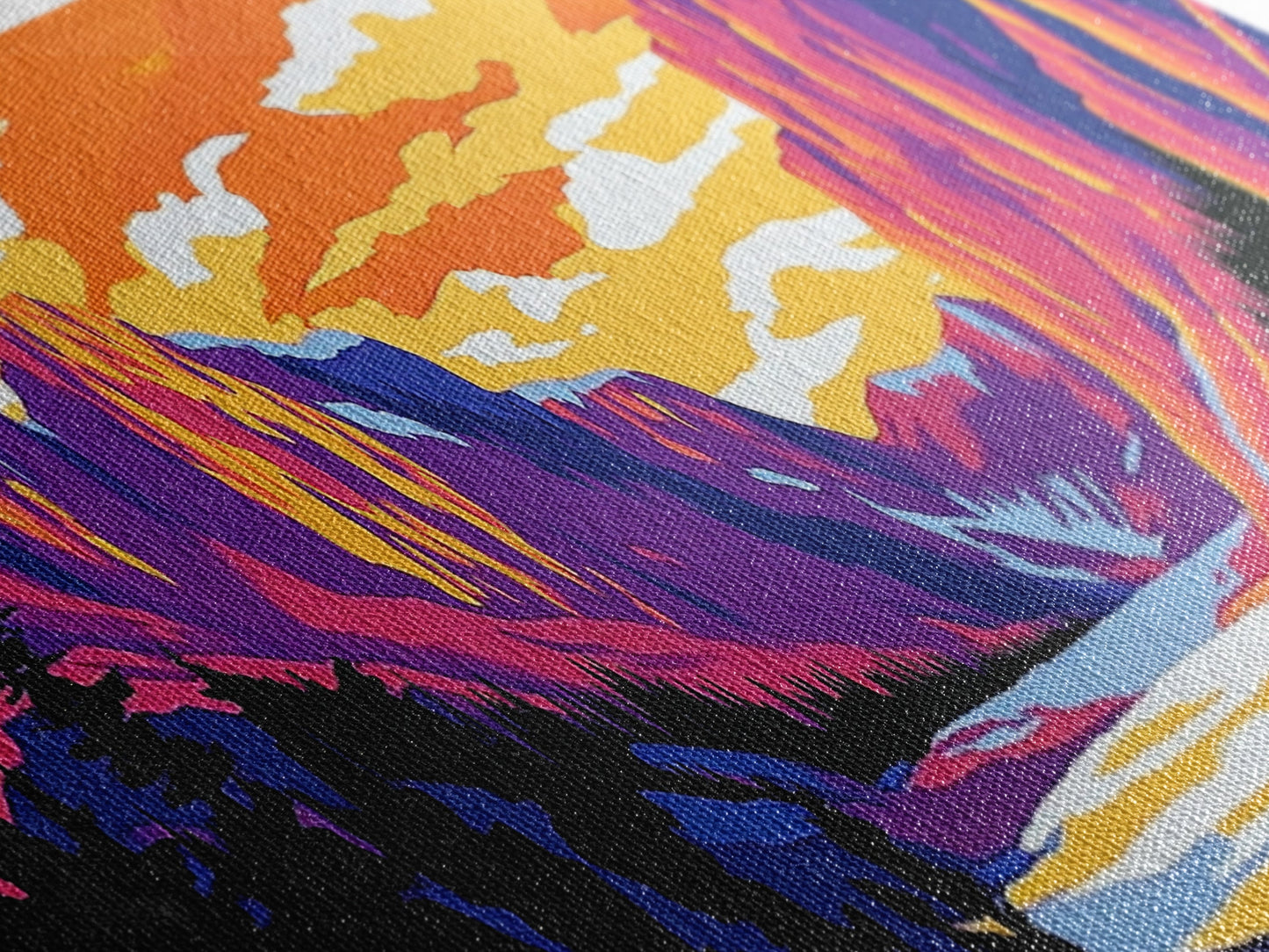 Mountain, Valley, Sunset, Framed Canvas Print, Bold Landscape Art, Nature Scene, Cabin Decor, Warm Tones, Rustic Wall Art, Adventure Art