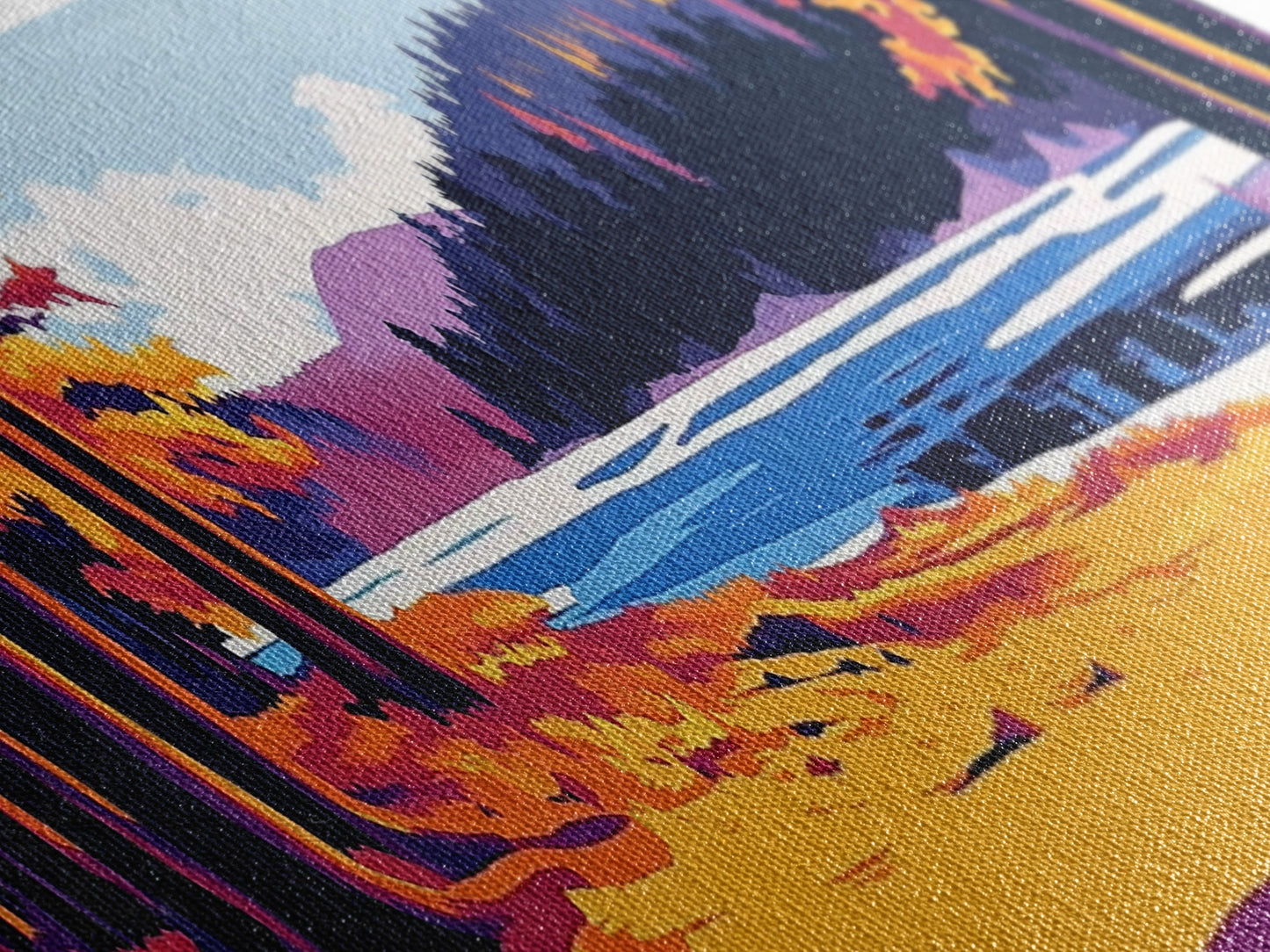 Autumn Forest, Lake View, Rustic Cabin Decor, Nature Lover Print, Fall Season Art, Framed Canvas Print, Cozy Living Room Wall Art