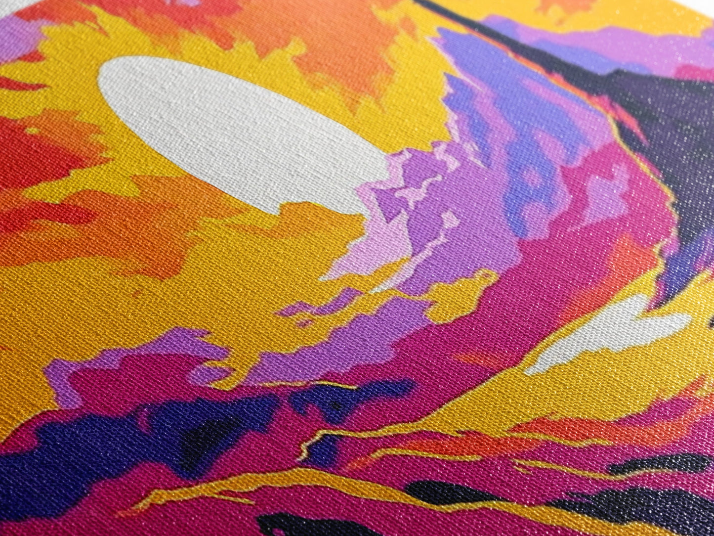 Desert Sunset Art, Western Landscape, Vibrant Canyon Painting, Bold Colorful Scenery, Rustic Wall Decor, Warm Southwest Vibes, Canvas Print