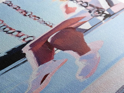 Girl on Swing, Soft Pastel Art, Minimalist Decor, Canvas Print, Whimsical Wall Art, Bedroom Aesthetic, Contemporary Art, Dreamy Home