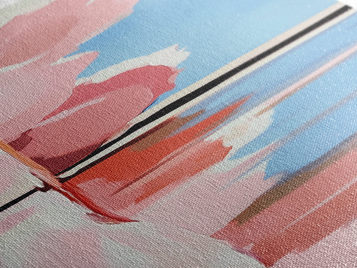 Pink Clouds, Water Reflection, Abstract Horizon, Framed Canvas Print, Modern Art, Living Room Decor, Minimalist Aesthetic, Pastel Print