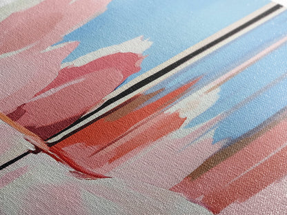 Pink Clouds, Water Reflection, Abstract Horizon, Framed Canvas Print, Modern Art, Living Room Decor, Minimalist Aesthetic, Pastel Print