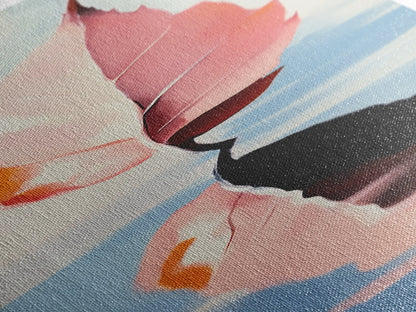 Floating Leaf, Autumn Reflection, Water Stillness, Canvas Print, Fall Wall Art, Minimalist Aesthetic, Tranquil Decor, Nature Inspired