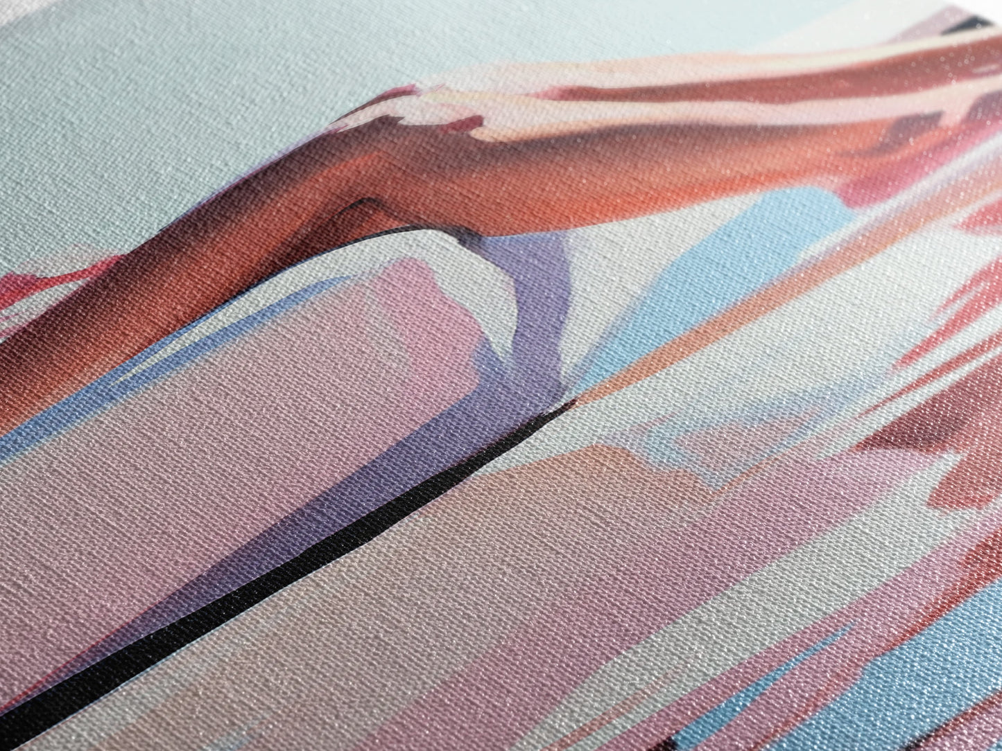 Sonniger Pool, elegante Frauenkunst, minimalistische feminine Dekoration, Sommergemälde, warme und ruhige Ästhetik, gerahmter Leinwanddruck