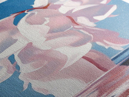 Abstract Floral Art, Soft Pink Flowers, Modern Minimalist Decor, Elegant Botanical Painting, Bedroom Wall Art, Canvas Print