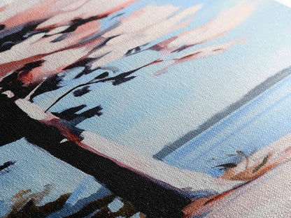 Lakeside Tree, Nature Artwork, Coastal Wall Art, Serenity Print, Canvas Print, Boho Landscape, Minimalist Art, Neutral Tones, Home Decor