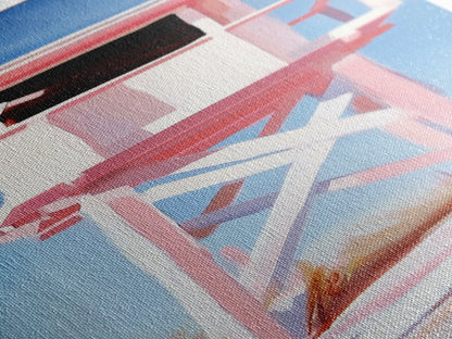 Lifeguard Tower, Beach House Art, Coastal Minimalism, Summer Seascape, Canvas Print, Nautical Theme, Modern Wall Art, Living Room Decor