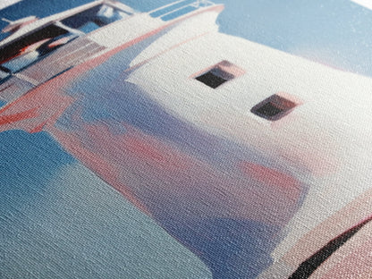 Lighthouse, Coastal Art, Nautical, Beach House Decor, Ocean Wall Art, Minimalist Seascape, Blue Wall Art, Framed Canvas Print