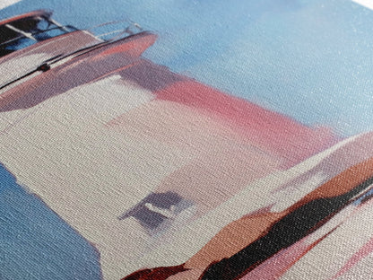 Lighthouse, Pink Sky, Nautical, Coastal Wall Art, Beach Home Decor, Ocean Painting, Modern Seascape, Framed Canvas Print