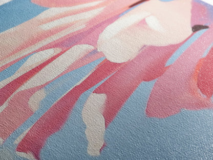 Blumenmotiv, rosa Blütenblätter, botanische Motive, Natur-Wandkunst, Schlafzimmer-Wanddekoration, feminine Ästhetik, modernes Blumenbild, Leinwanddruck